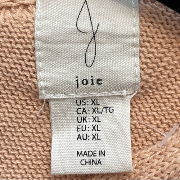 Joie Women's Cotton Peach Pink V-Neck Short Bat Sleeves Knit Sweater Size US XL - Picture 14 of 16